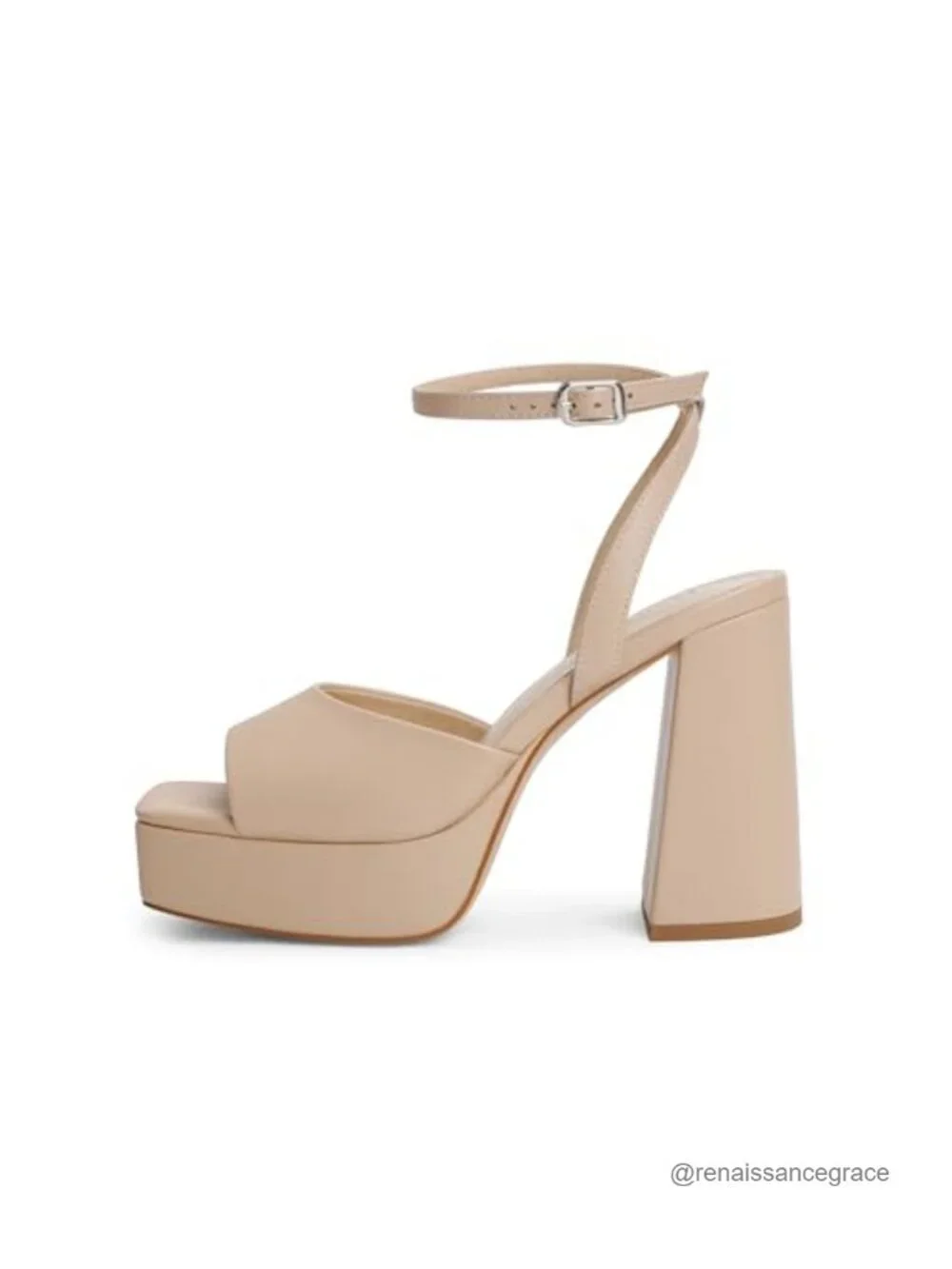 Chunky Platform Heels Open Toe Ankle Strap Sandals Faux Leather